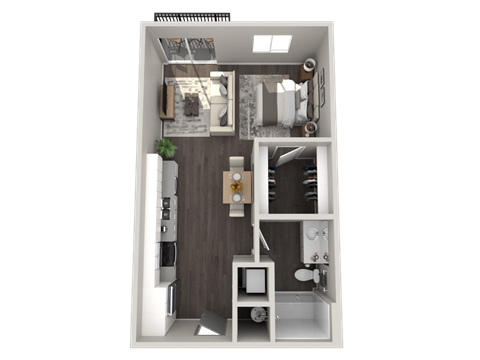 Floor plan for studio, 1 bath, 546 sqft
